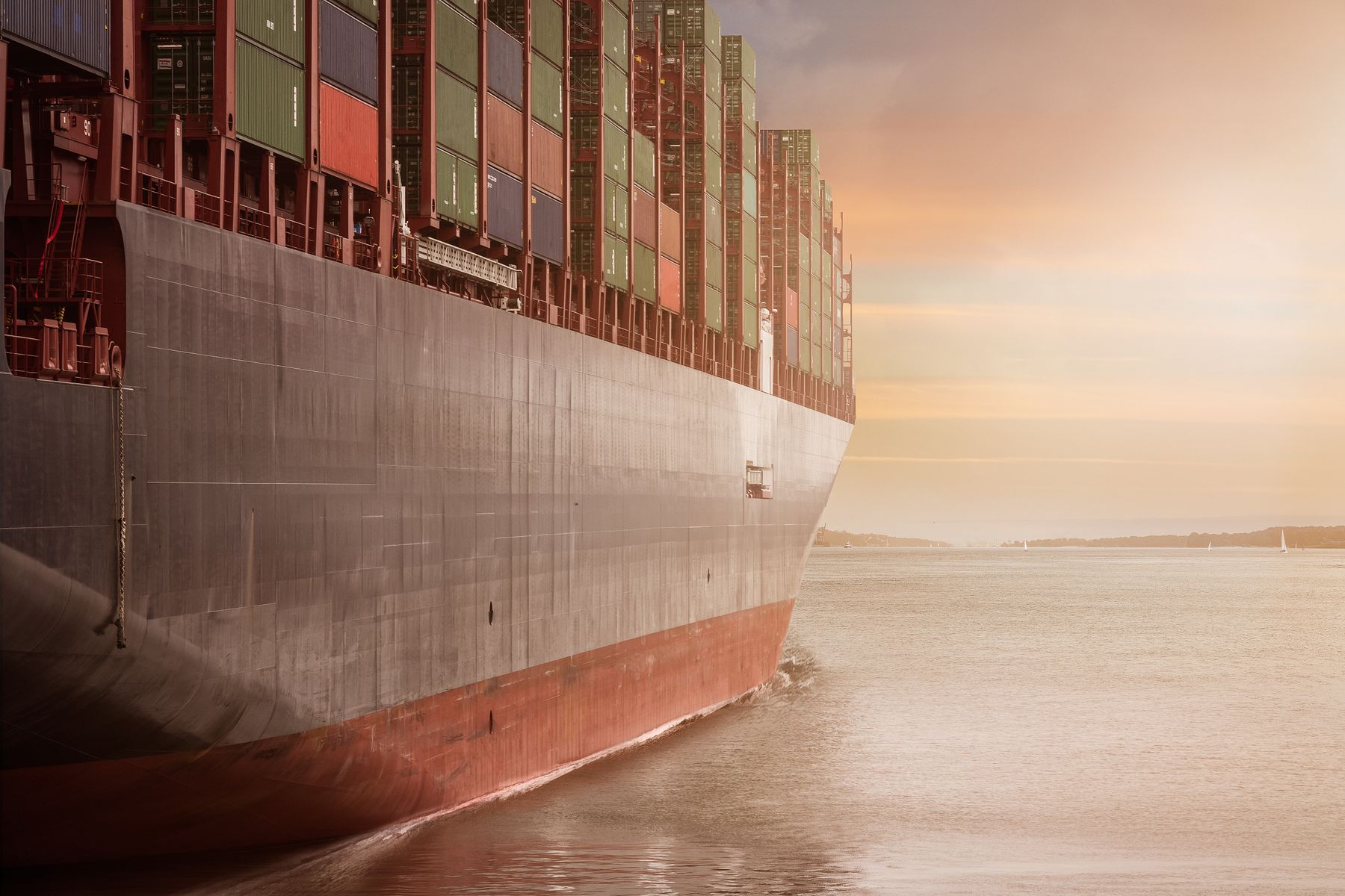 Container vessel sailing on the ocean